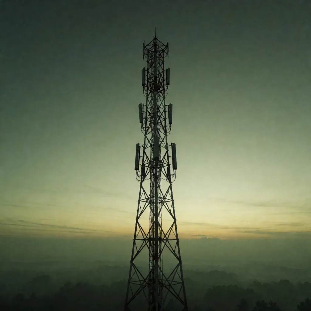 Menara pemancar sinyal media di Aceh saat fajar